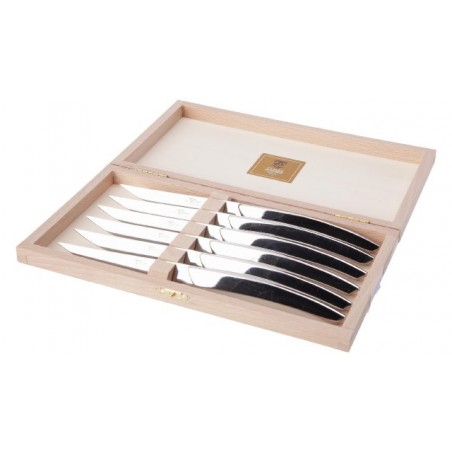 Wood box of 6 Thiers knives stainless steel handle