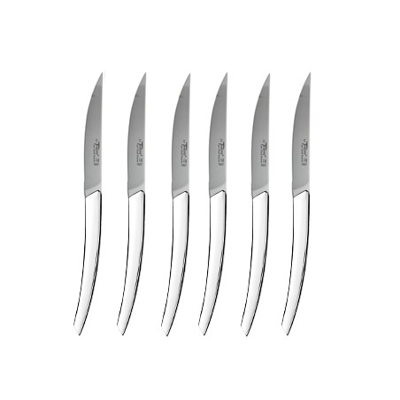 Wood box of 6 Thiers knives stainless steel handle Wood box of 6 Thiers knives stainless steel handle