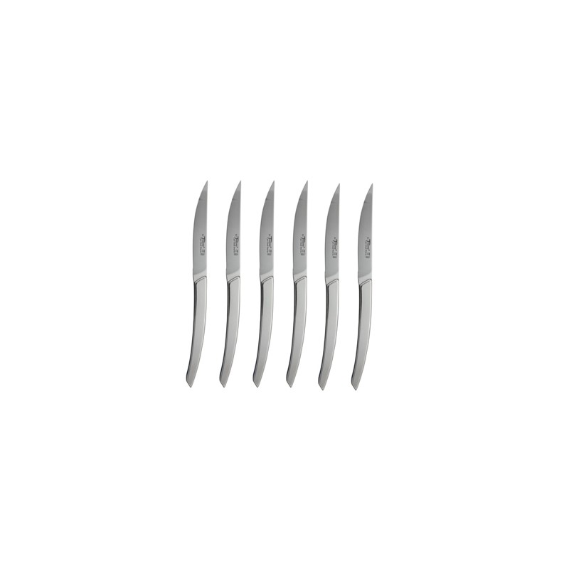 Wood box of 6 Thiers knives stainless steel handle