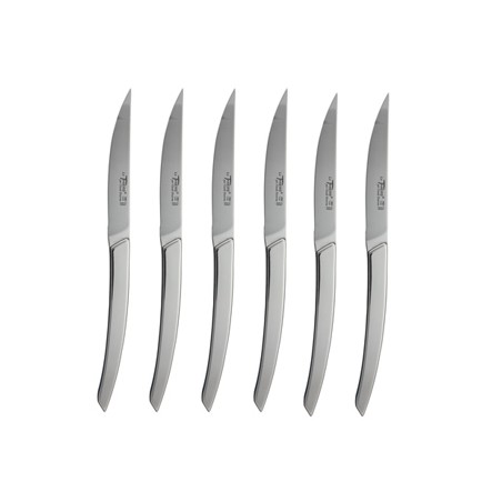 Wood box of 6 Thiers knives stainless steel handle