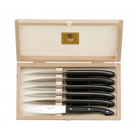 Coffret hêtre 6 couteaux steak Capucin manche nacrine