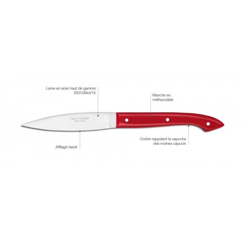 Coffret hêtre 6 couteaux de table Capucin manche nacrine