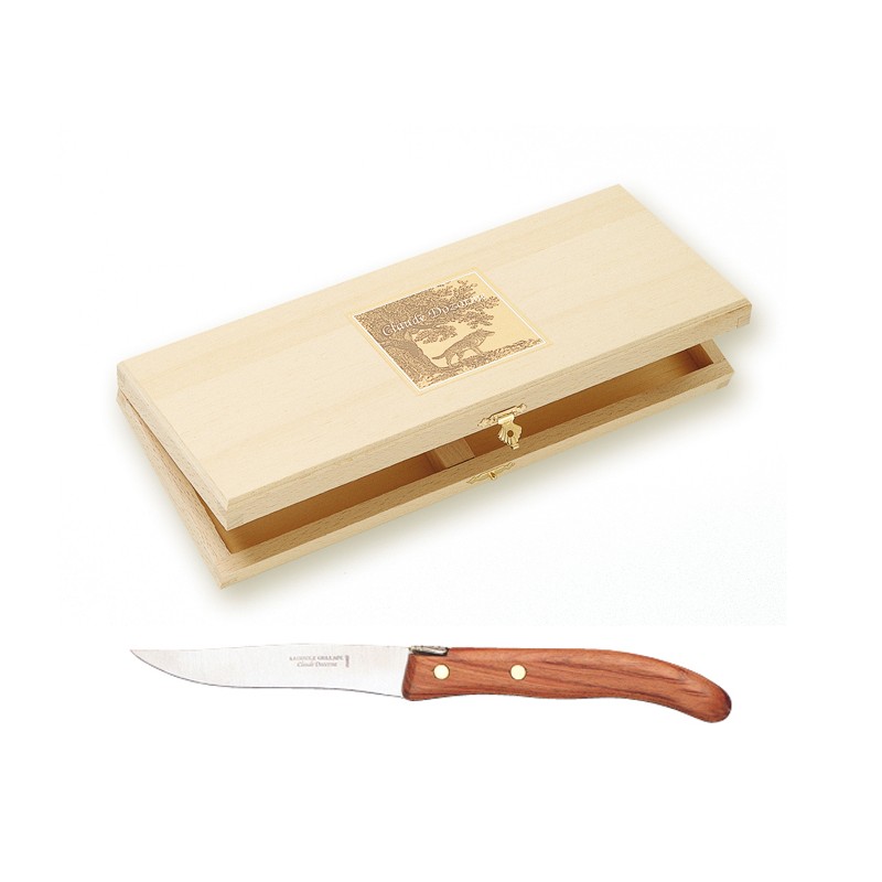 Wood box of 6 Grill steak knives exotic wood handle Wood box of 6 Grill steak knives exotic wood handle