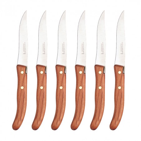 Wood box of 6 Grill steak knives exotic wood handle Wood box of 6 Grill steak knives exotic wood handle