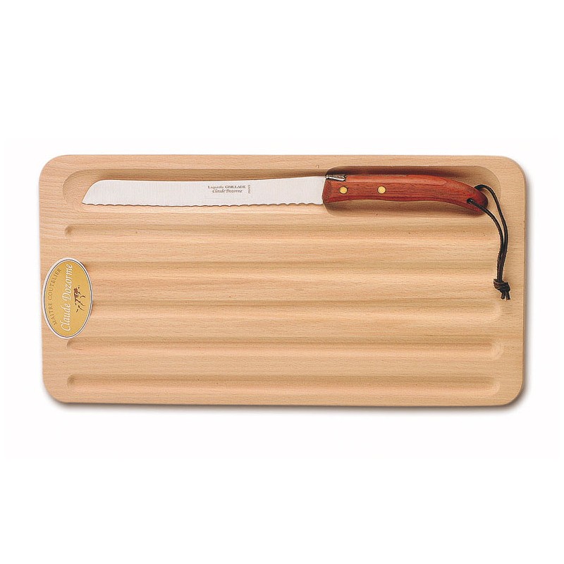 Board for bread + Grill bread knife exotic wood handle Board for bread + Grill bread knife exotic wood handle