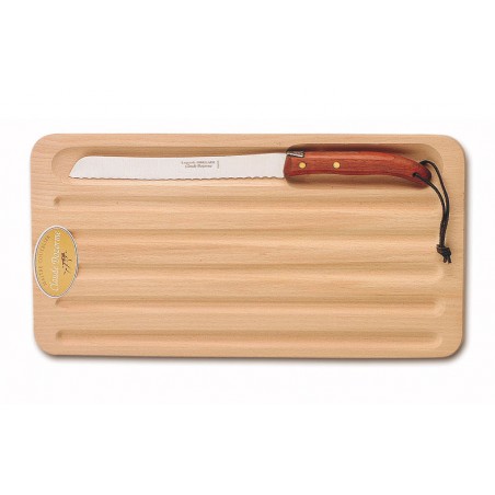 Planchette à pain + couteau pain Grillade manche bois exotique Planchette à pain + couteau pain Grillade manche bois exotique