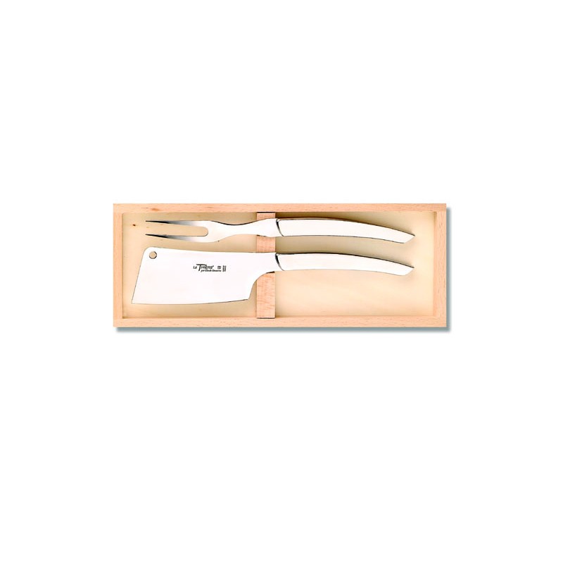 Wood box of Thiers cheese set stainless steel handle