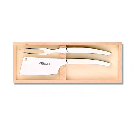 Wood box of Thiers cheese set stainless steel handle