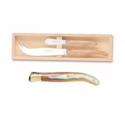 Coffret couteau fromage + tartineur super Laguiole mitre laiton
