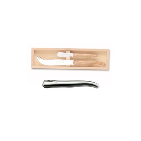 Wood box of Laguiole cheese knife + spreader no bolster
