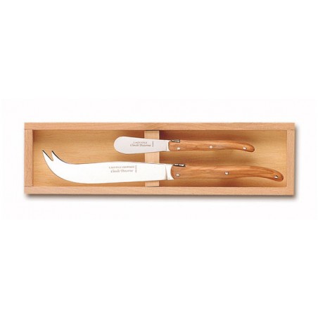 Wood box of Laguiole cheese knife + spreader no bolster