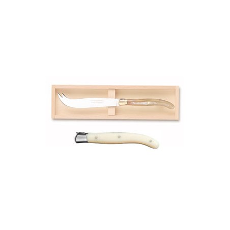Wood box of Laguiole cheese knife stainless steel bolster ivory handle