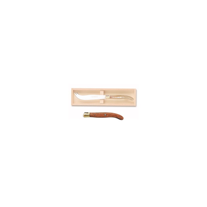 Wood box of Laguiole cheese knife brass bolster