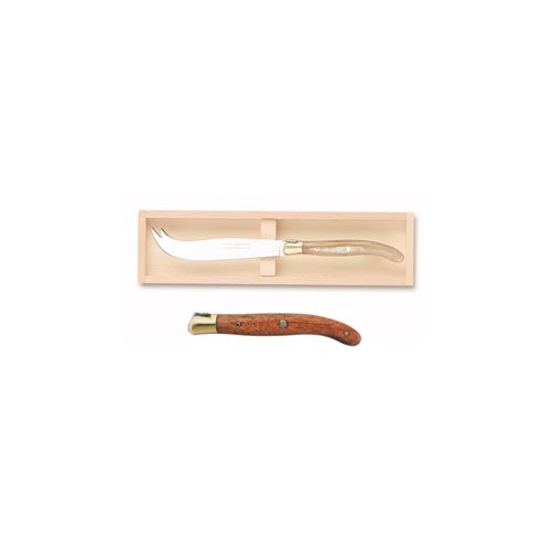 Wood box of Laguiole cheese knife brass bolster