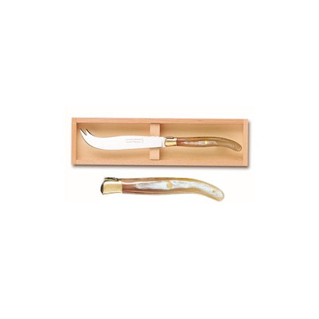 Wood box of Laguiole cheese knife brass bolster