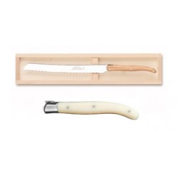 Wood box of Laguiole bread knife stainless steel bolster ivory handle