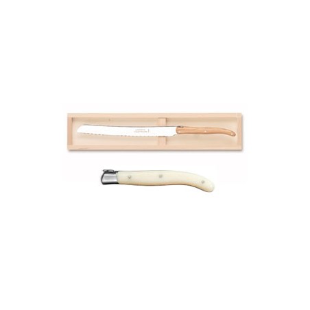 Wood box of Laguiole bread knife stainless steel bolster ivory handle