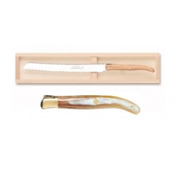 Wood box of Laguiole bread knife brass bolster