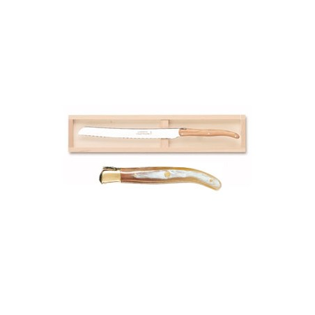 Wood box of Laguiole bread knife brass bolster