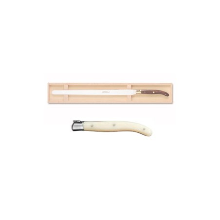 Coffret couteau saumon super Laguiole mitre inox manche nacrine ivoirine