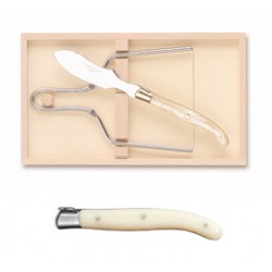 Coffret lyre à foie gras super Laguiole mitre inox manche nacrine ivoirine