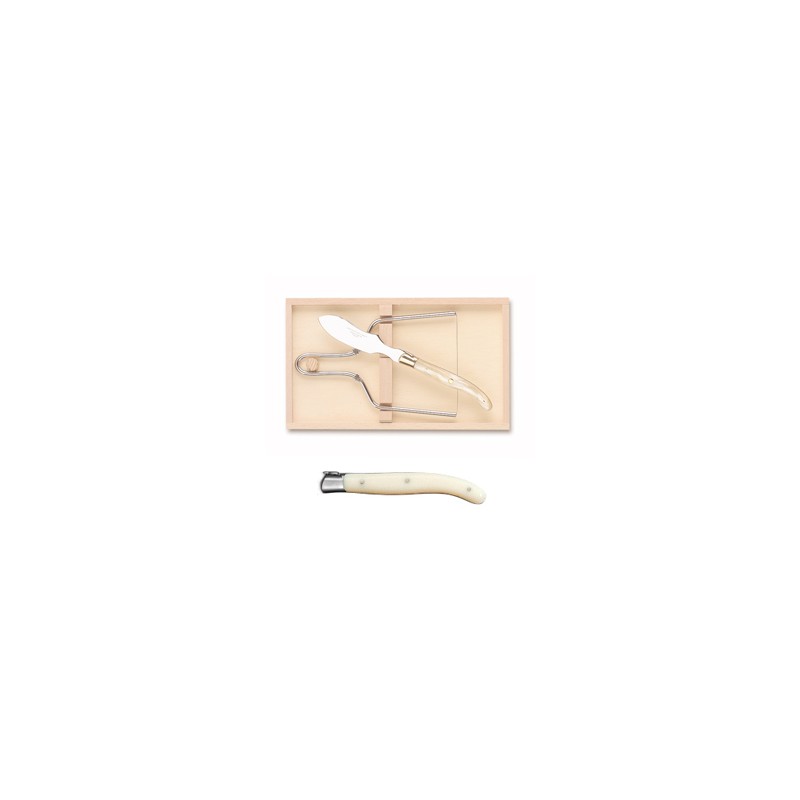 Coffret lyre à foie gras super Laguiole mitre inox manche nacrine ivoirine Coffret lyre à foie gras super Laguiole mitre inox manche nacrine ivoirine