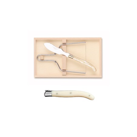 Coffret lyre à foie gras super Laguiole mitre inox manche nacrine ivoirine