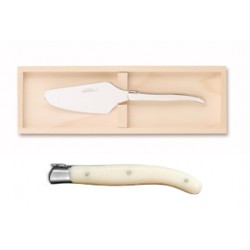 Wood box of Laguiole cake server stainless steel bolster ivory handle