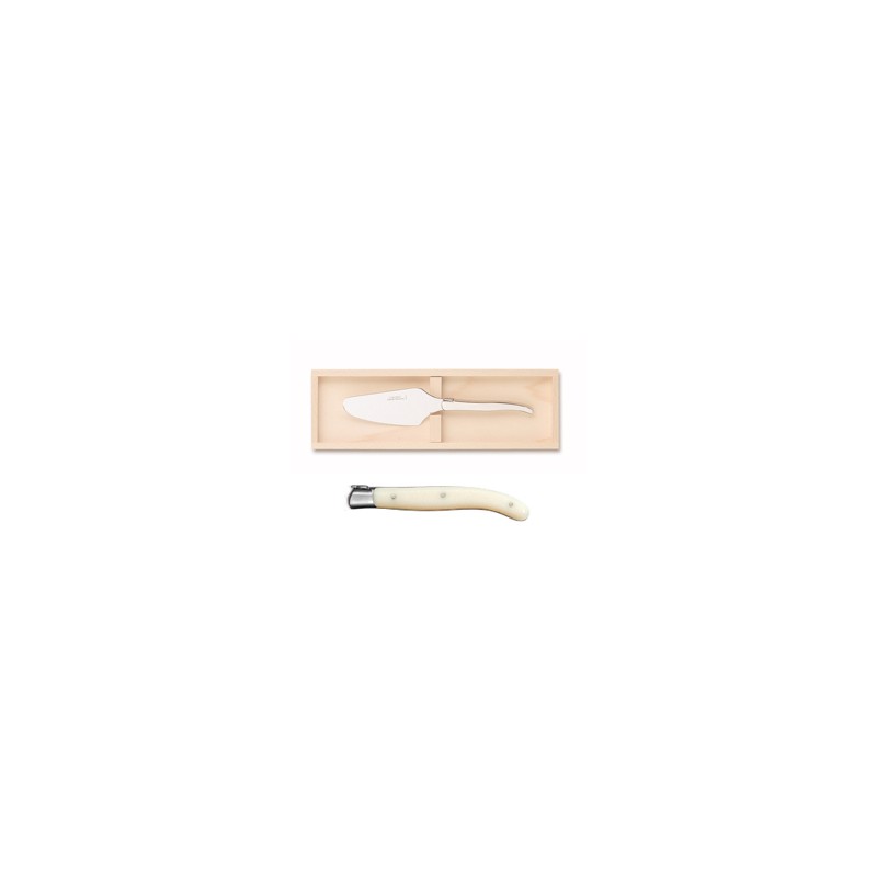 Wood box of Laguiole cake server stainless steel bolster ivory handle