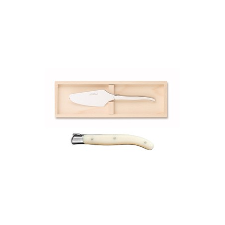 Wood box of Laguiole cake server stainless steel bolster ivory handle