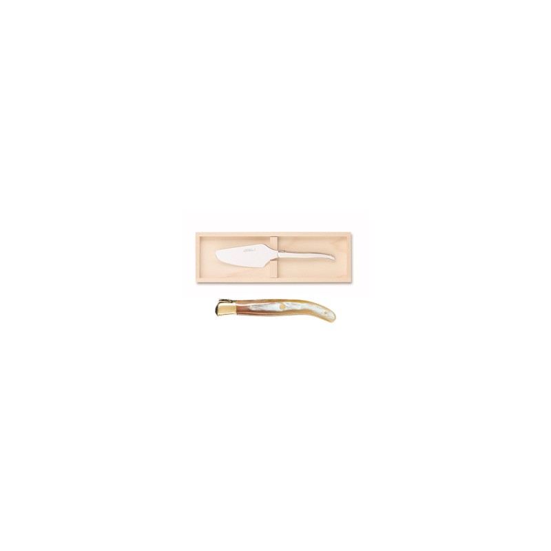 Wood box of Laguiole cake server brass bolster