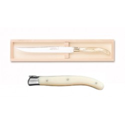 Wood box of Laguiole carving knife stainless steel bolster ivory handle