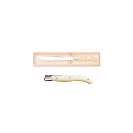 Wood box of Laguiole carving knife stainless steel bolster ivory handle