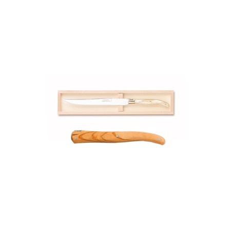 Coffret hêtre couteau à découper super Laguiole plein manche Coffret hêtre couteau à découper super Laguiole plein manche