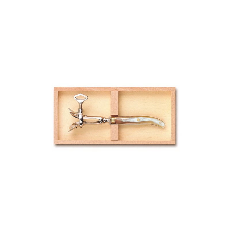 Wood box of Laguiole bone holder brass bolster