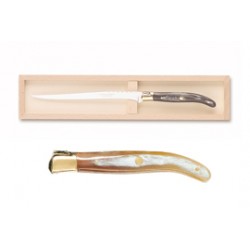 Wood box of Laguiole foie gras knife brass bolster