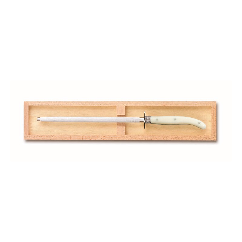 Wood box of Laguiole sharpener stainless steel bolster ivory handle