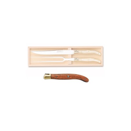Coffret hêtre service à découper 2 pièces super Laguiole mitre laiton Coffret hêtre service à découper 2 pièces super Laguiole mitre laiton
