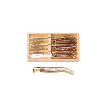 Coffret 6 couteaux poisson super Laguiole mitre laiton