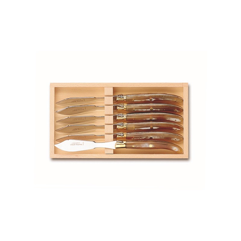 Coffret 6 couteaux poisson super Laguiole mitre laiton
