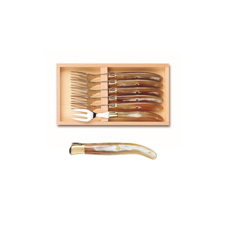 Coffret 6 fourchettes poisson super Laguiole mitre laiton