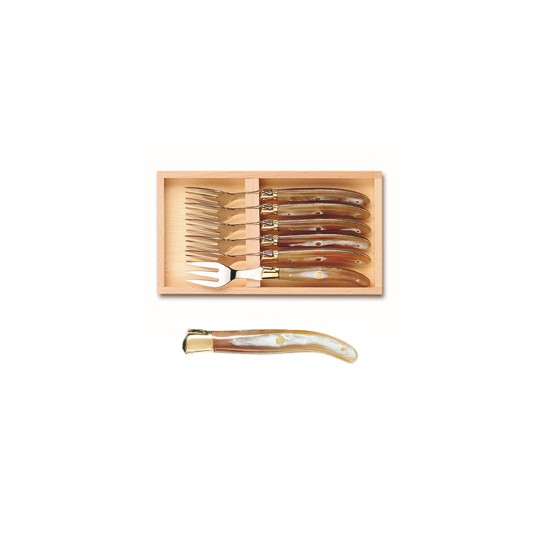 Coffret de fourchettes Laguiole en Corne noire mitre inox - Europe Diffusion