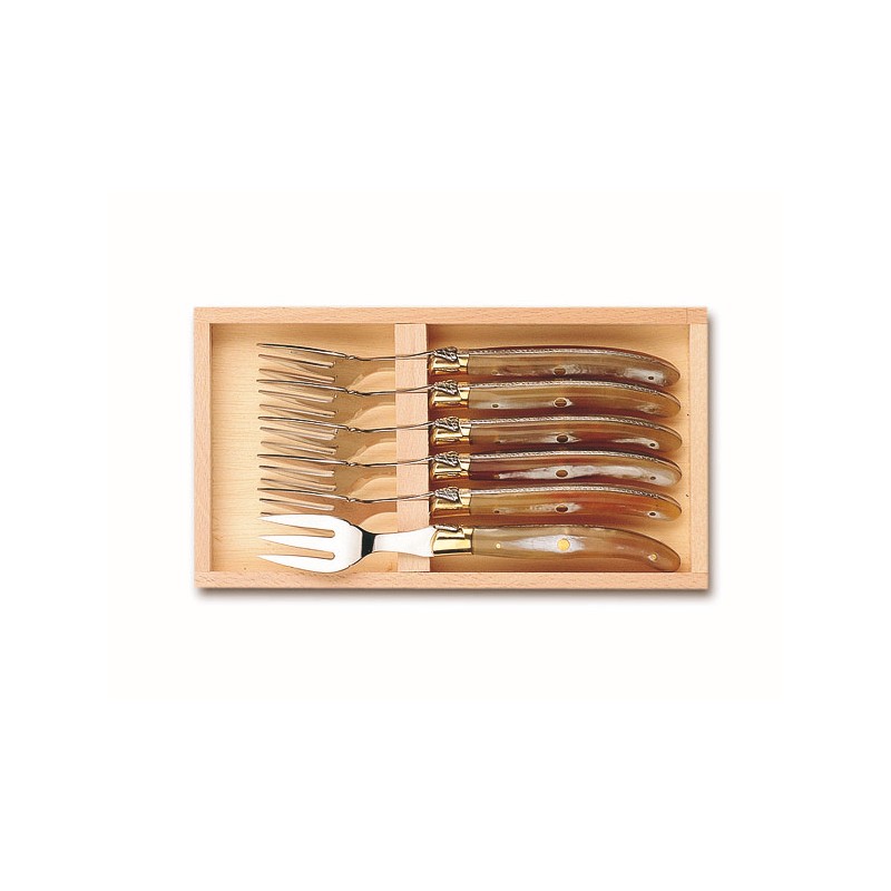 Coffret 6 fourchettes poisson super Laguiole mitre laiton