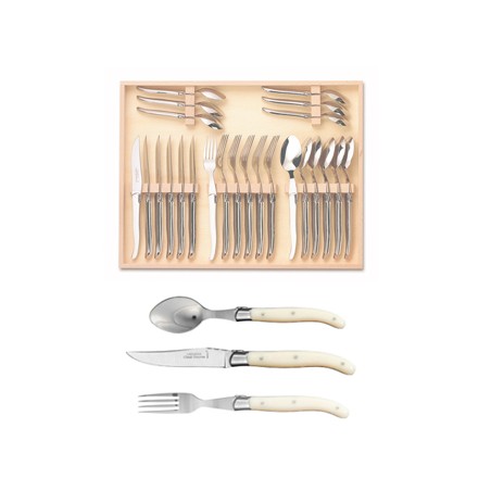 Coffret ménagère 24 pièces super Laguiole mitre inox manche nacrine ivoirine