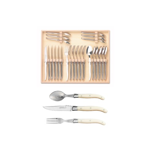 Coffret ménagère 24 pièces super Laguiole mitre inox manche nacrine ivoirine