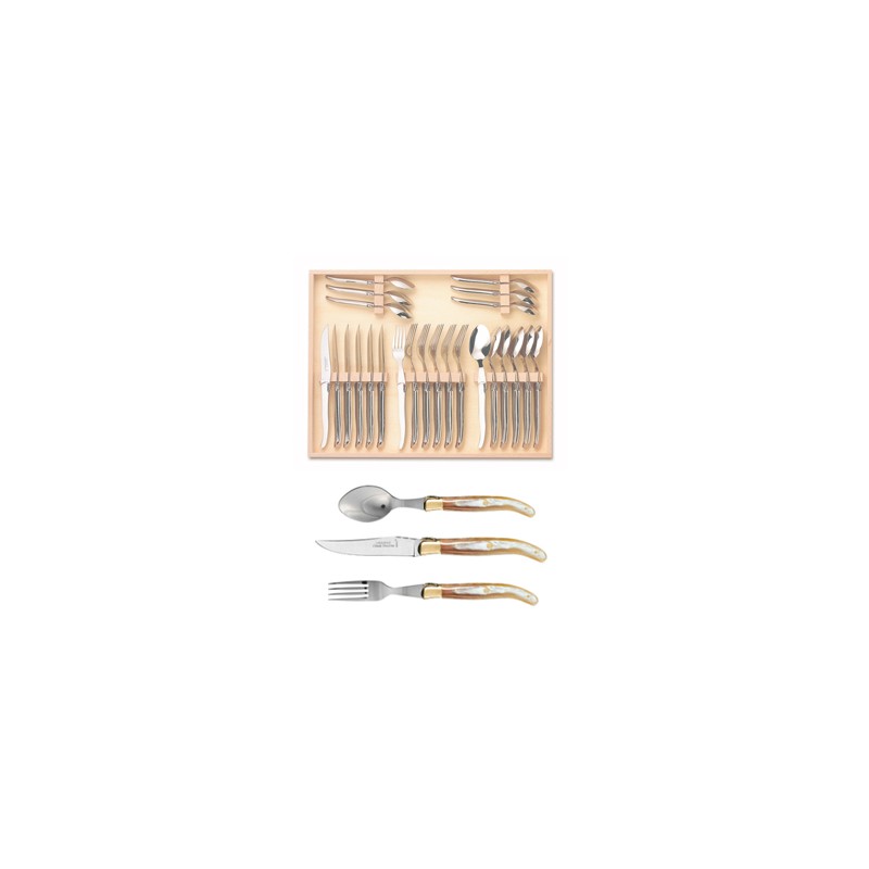 Coffret ménagère 24 pièces super Laguiole mitre laiton