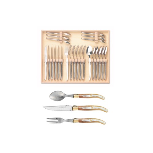 Coffret ménagère 24 pièces super Laguiole mitre laiton