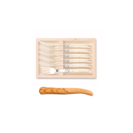 Wood box of 6 Laguiole salad forks no bolster Wood box of 6 Laguiole salad forks no bolster