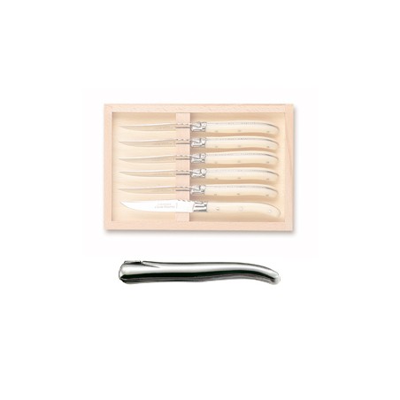 Wood box of 6 Laguiole salad knives no bolster