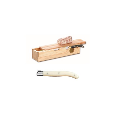 Sausage box + Laguiole carving knife stainless steel bolster ivory handle